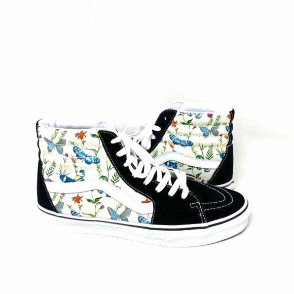 💖MEGA SALE💖VANS SK8-HI Men Butterfly Floral Black White VN0A5HXVUC0 Canvas - Picture 2 of 11
